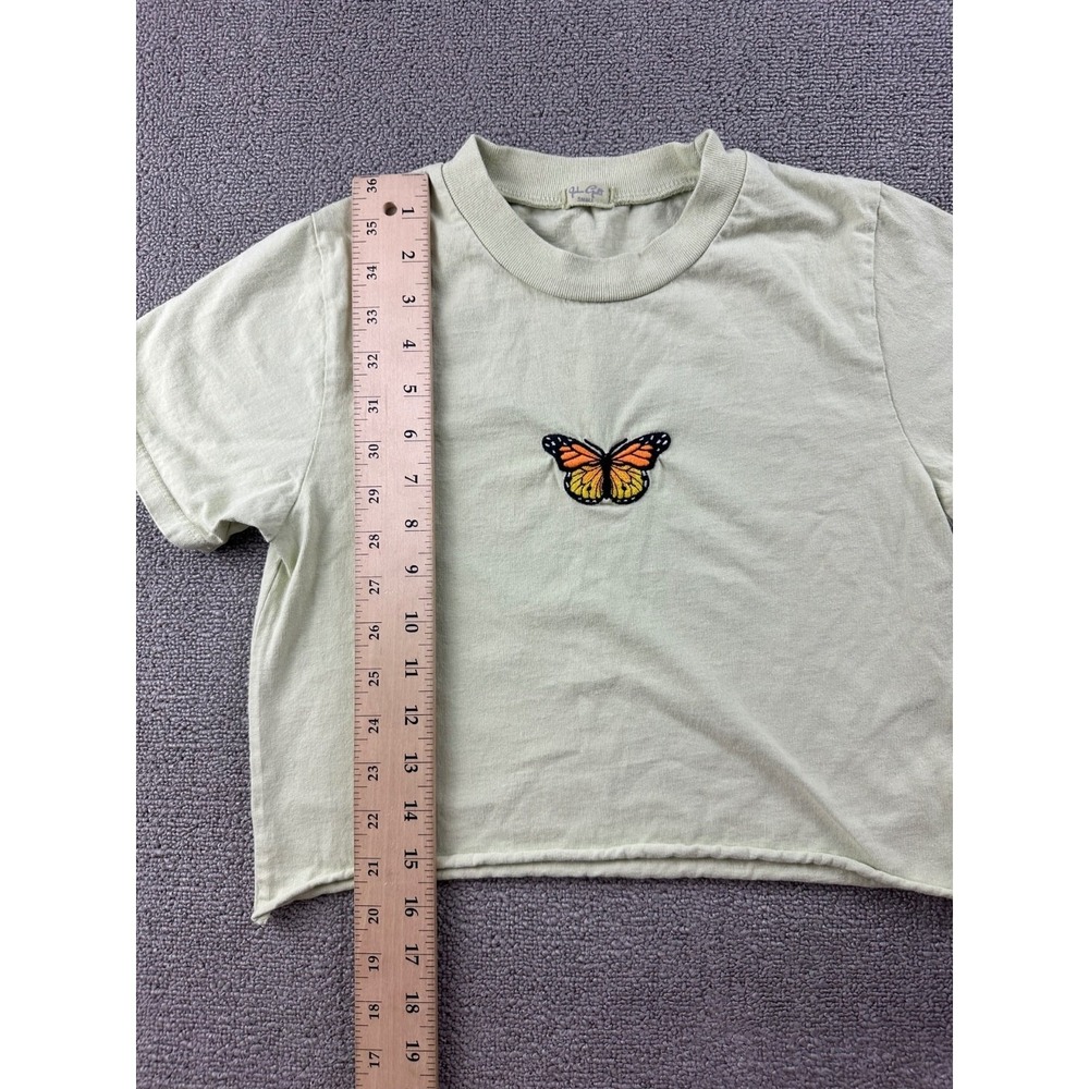J Galt Brandy Melville Cropped Top Women Small Green Ashlyn Butterfly Coquette - Picture 6 of 8